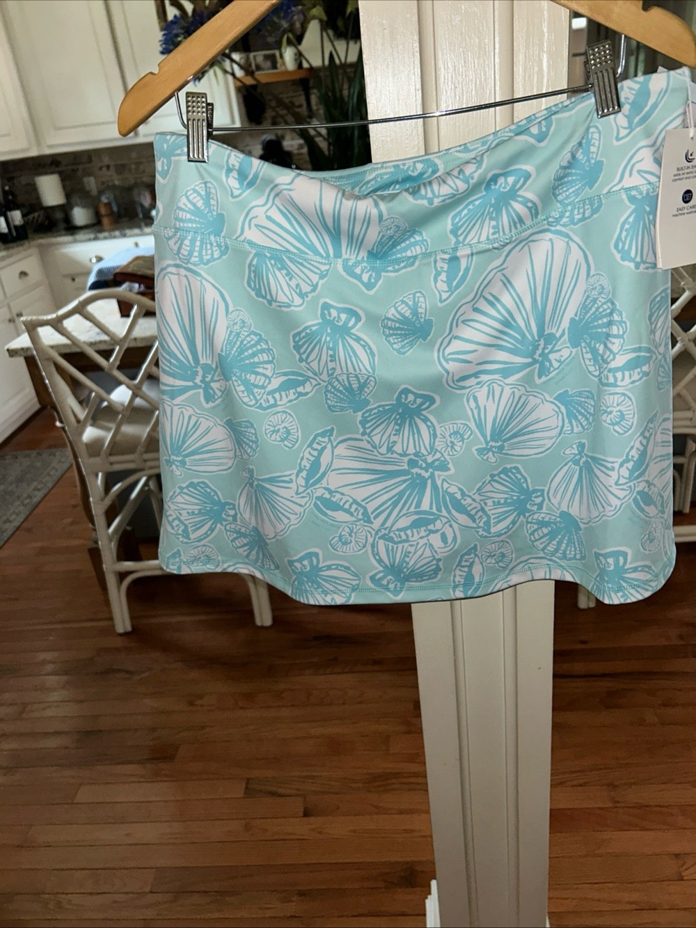 crown & ivy Light Aqua and White Seashell Print Skirt